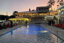 Night Pool View from Fireplace